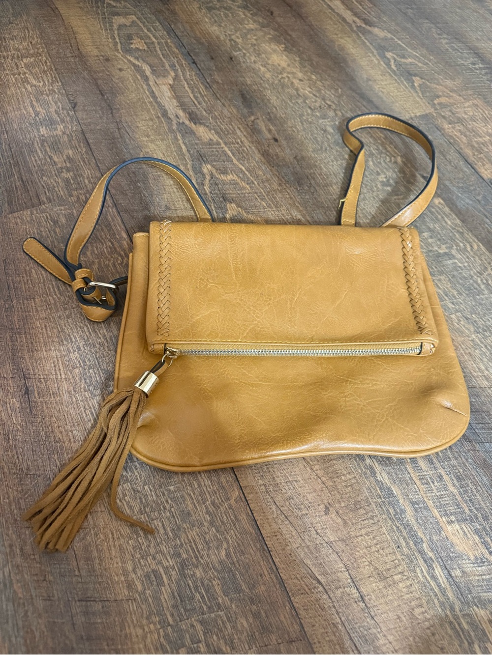 Moda Luxe Cognac Tan Crossbody Bag Tassel Boho Purse